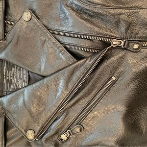 Beautiful Harley Davidson black leather women’s riding jacket, studs,embroidery